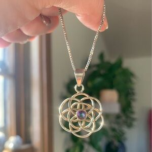 925s silver MYSTIC TOPAZ seed of life necklace